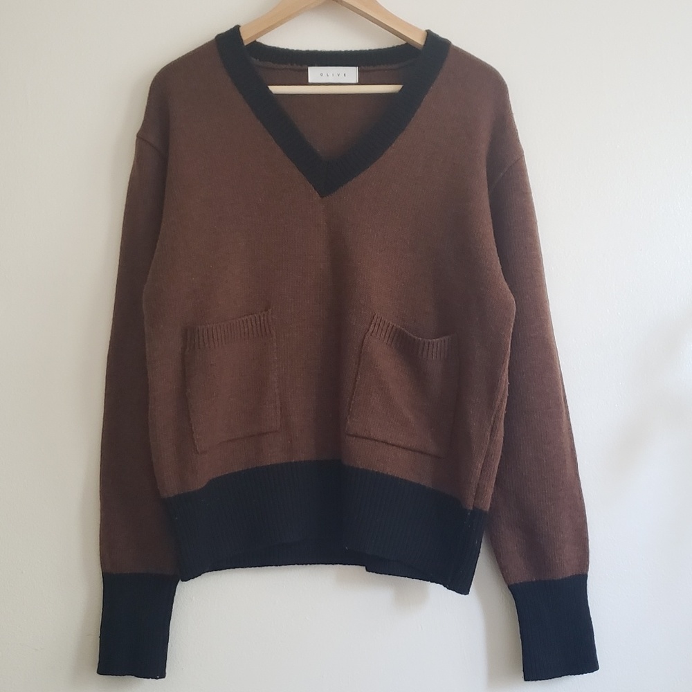 Olive Clothing V Neck Sweater